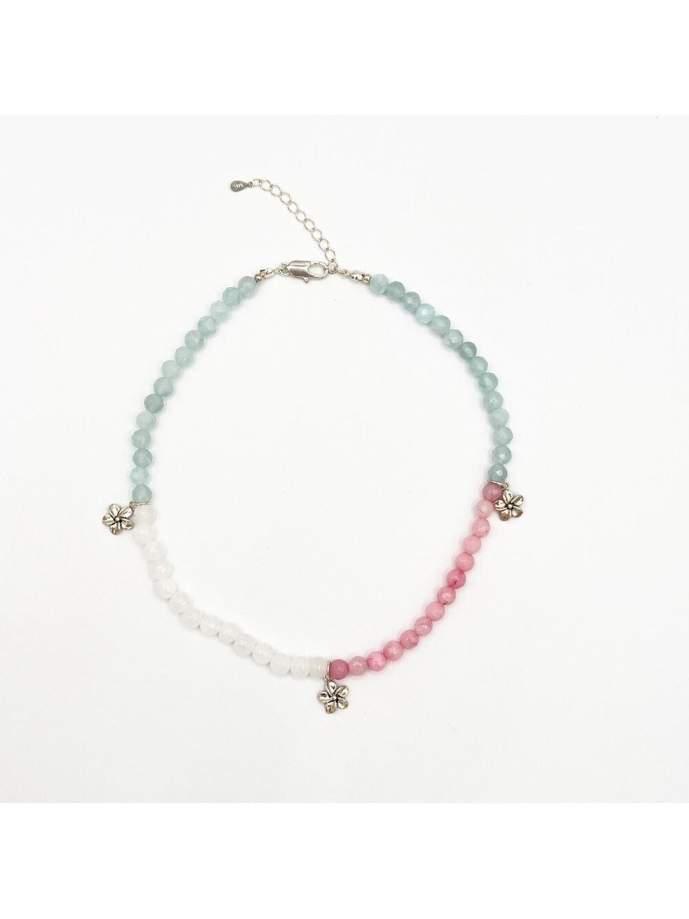 Silver cherry blossom beaded necklace - Picture 7 of 8